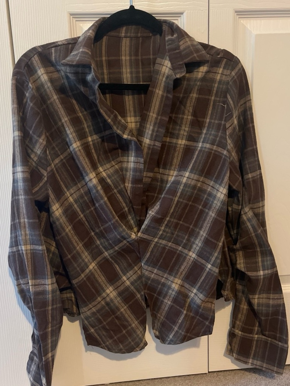 Brown Plaid Button-Up Shirt Jacket